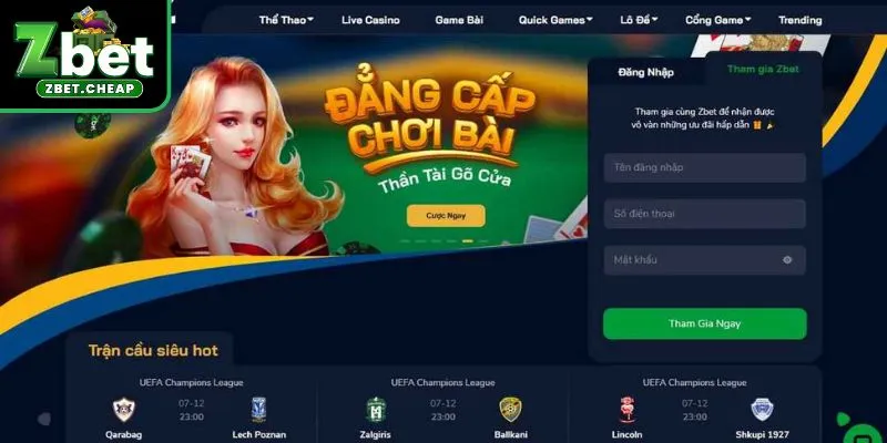 Đăng ký tham gia ngay game bài ZBET